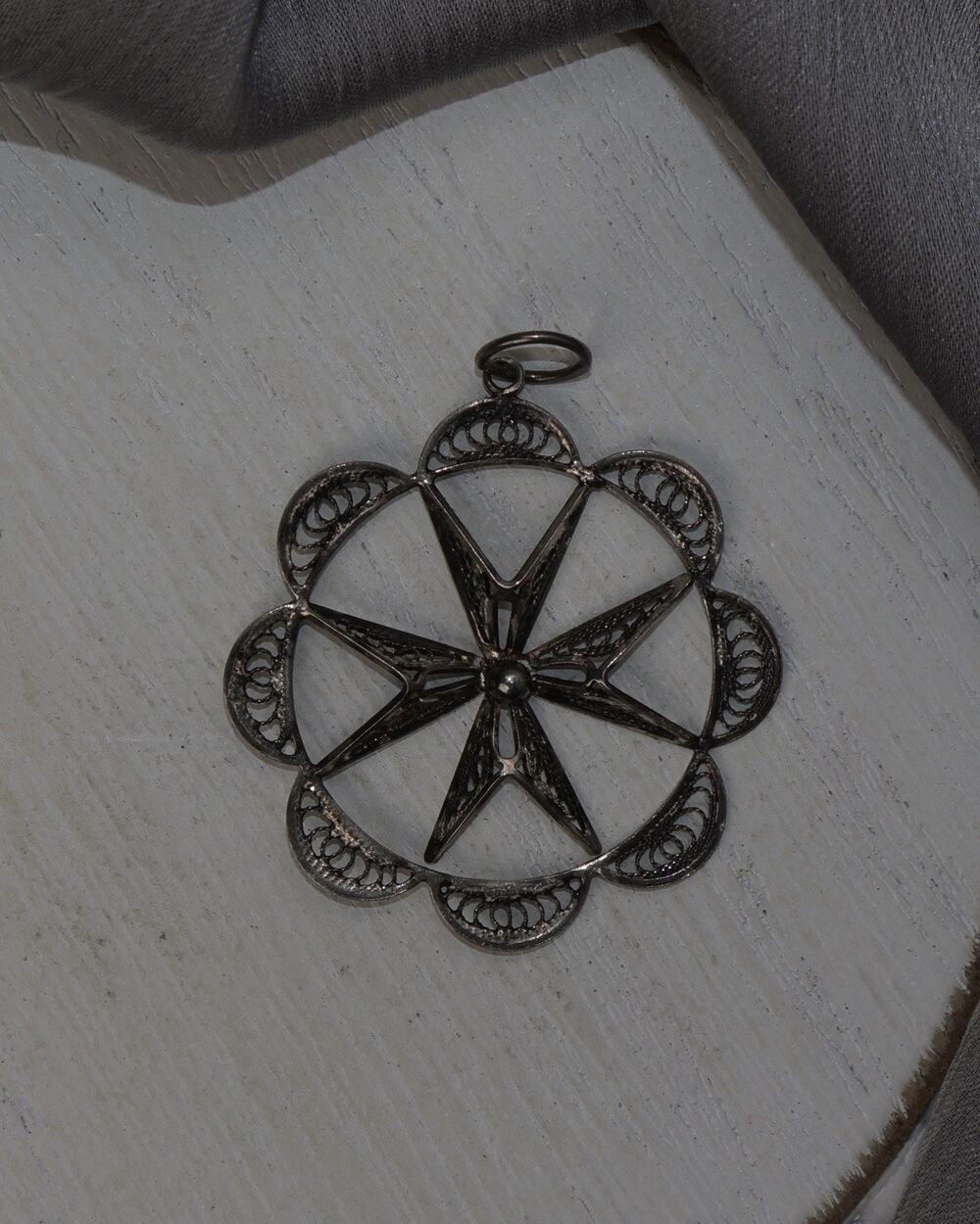 Vintage Sterling Silver Cross Pendant 2.3G / 1.6in
